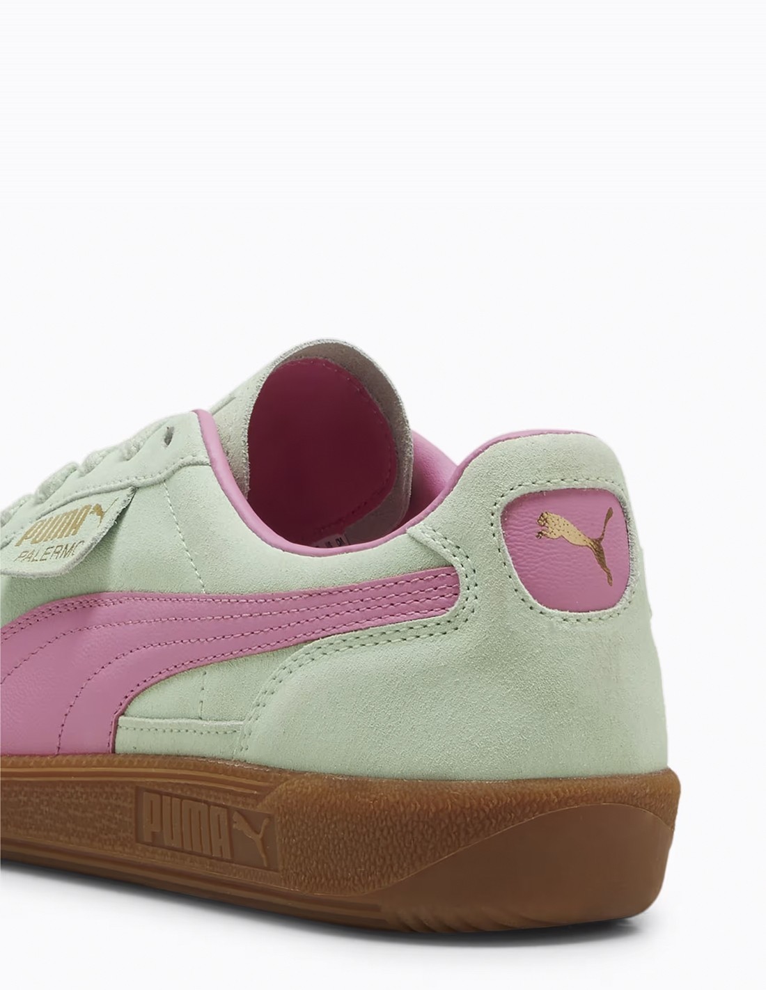 puma Sneakers Femme Palermo Vert/Rose Daim