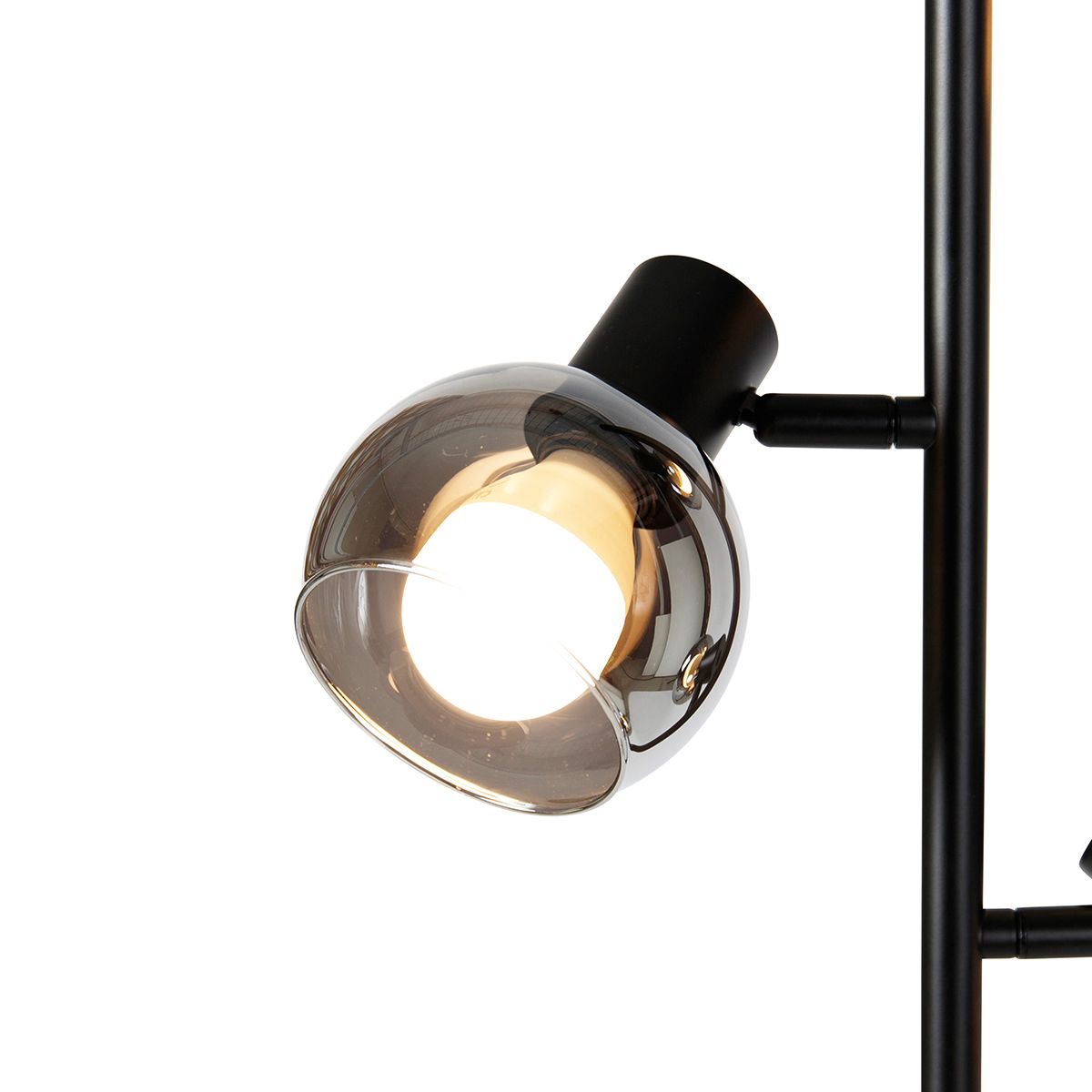 Smart vloerlamp zwart met smoke glas incl. 3 Wifi P45 - Vidro