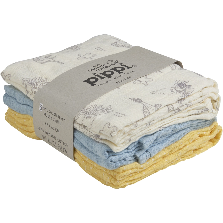 pippi Muslin Tücher 6er Pack Ocean