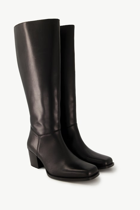 Lederstiefel, XL-Schaft, Elastikeinsatz, Weite H