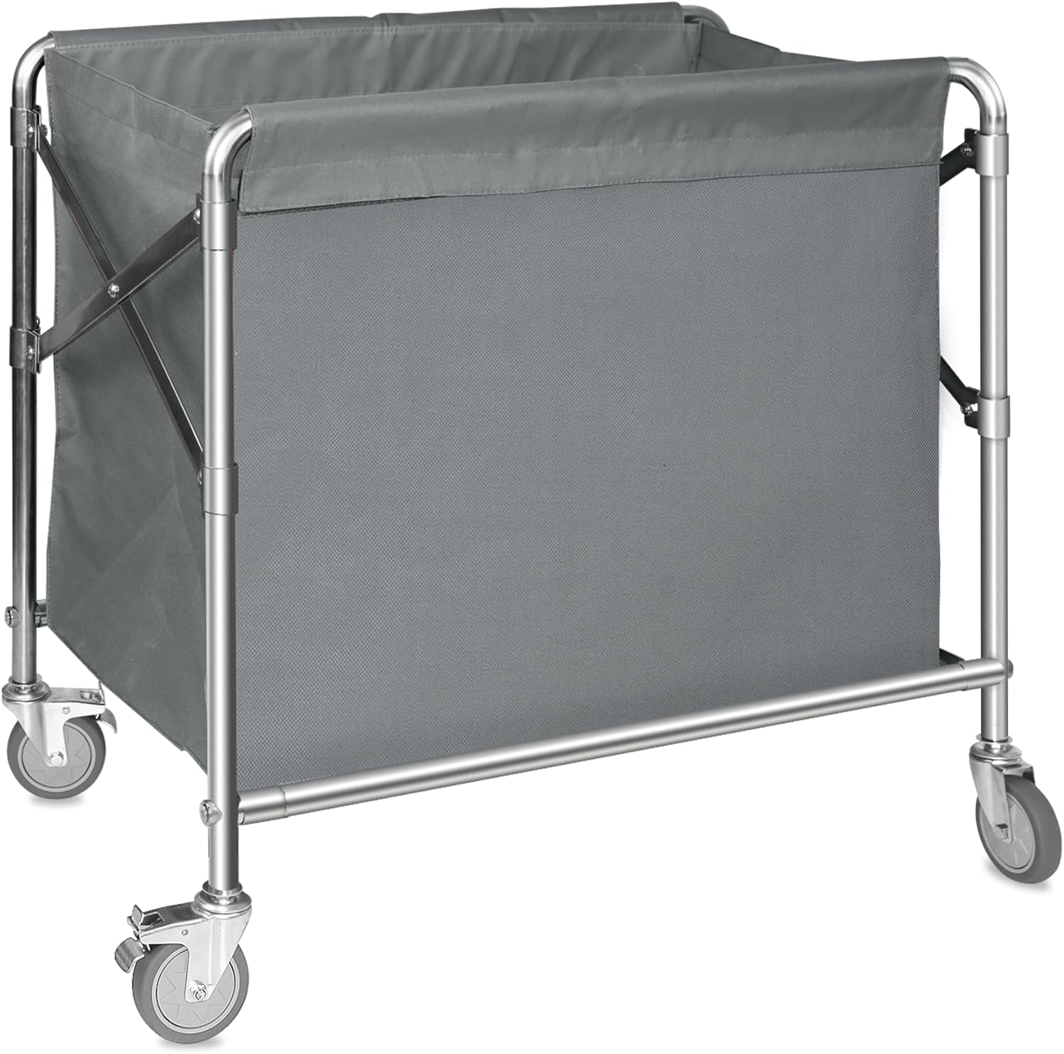 bimiti Wäschewagen Edelstahl Wäschesortierwagen Kommerzieller Wäschesortier mit Rollen Klappbar Wäschekorbwagen Wäschewagen mit 100kg Tragkraft für Home Hotel Wäschekammer, 87 x 52 x 78 cm
