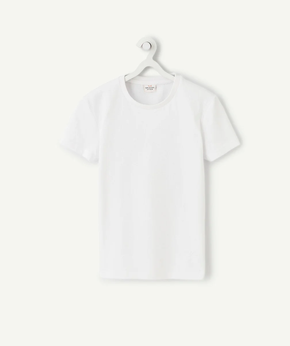 T-SHIRT UNI GARÇON EN COTON BIOLOGIQUE BLANC