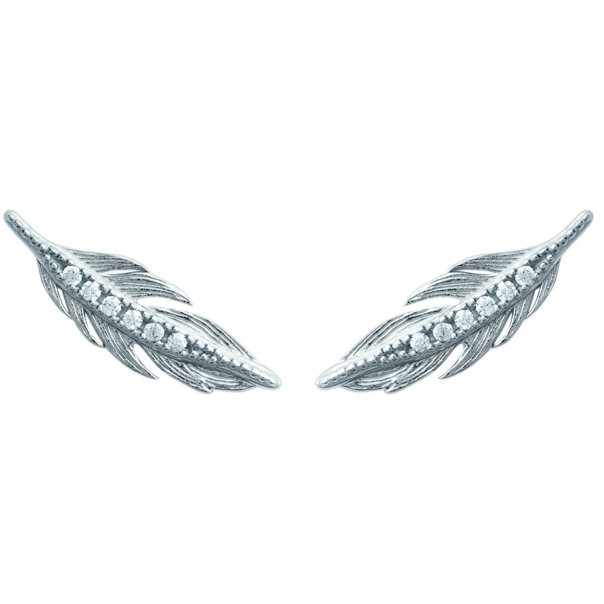 Boucles ear-cuffs Brillaxis argent feuilles