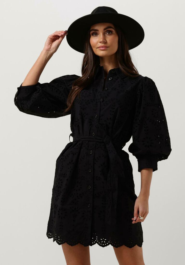 SCOTCH & SODA zwarte scotch & soda mini jurk puff sleeve cotton midi dress