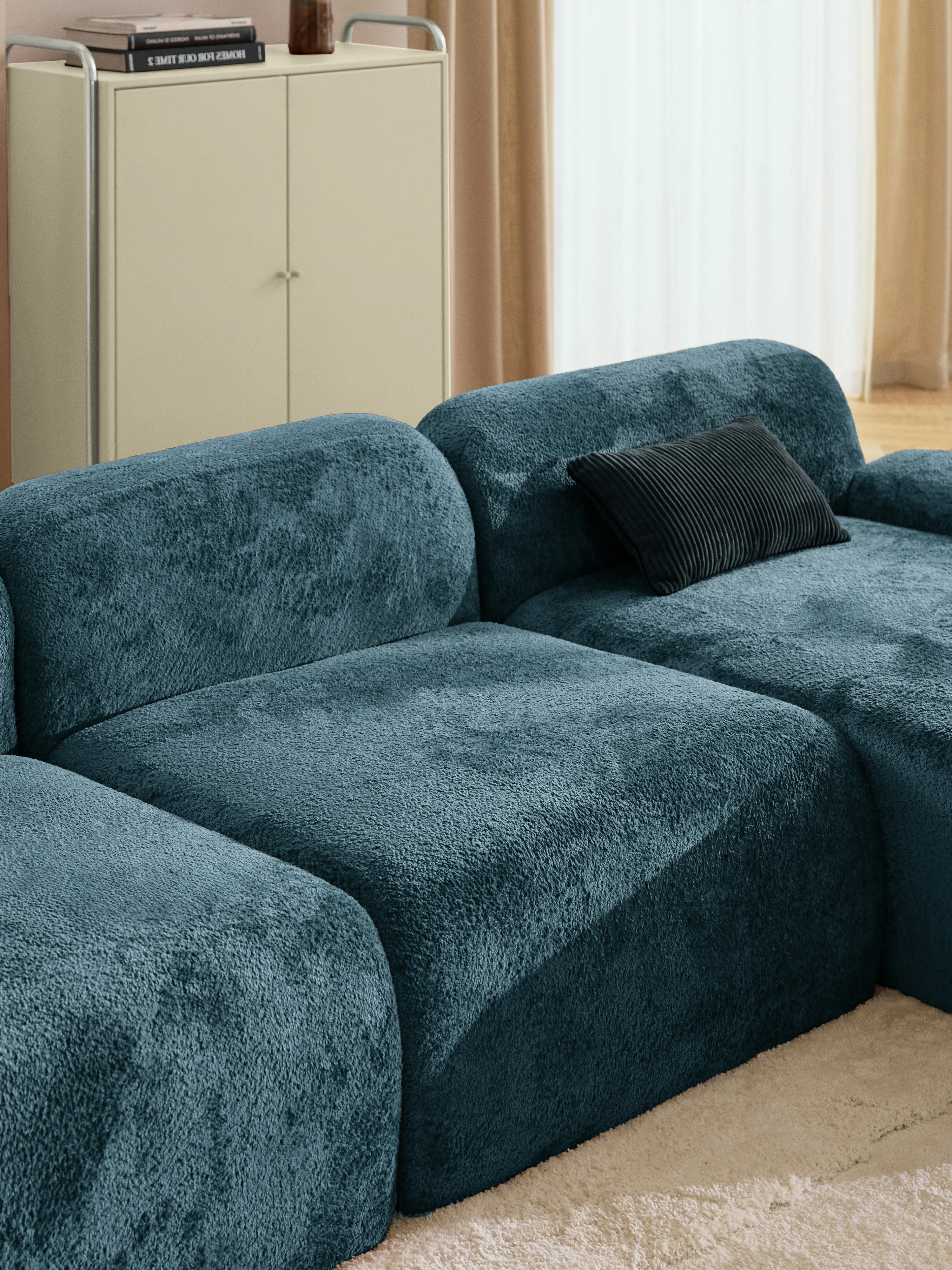 Modulaire teddy-bouclé hoekbank Wolke (4-zits)