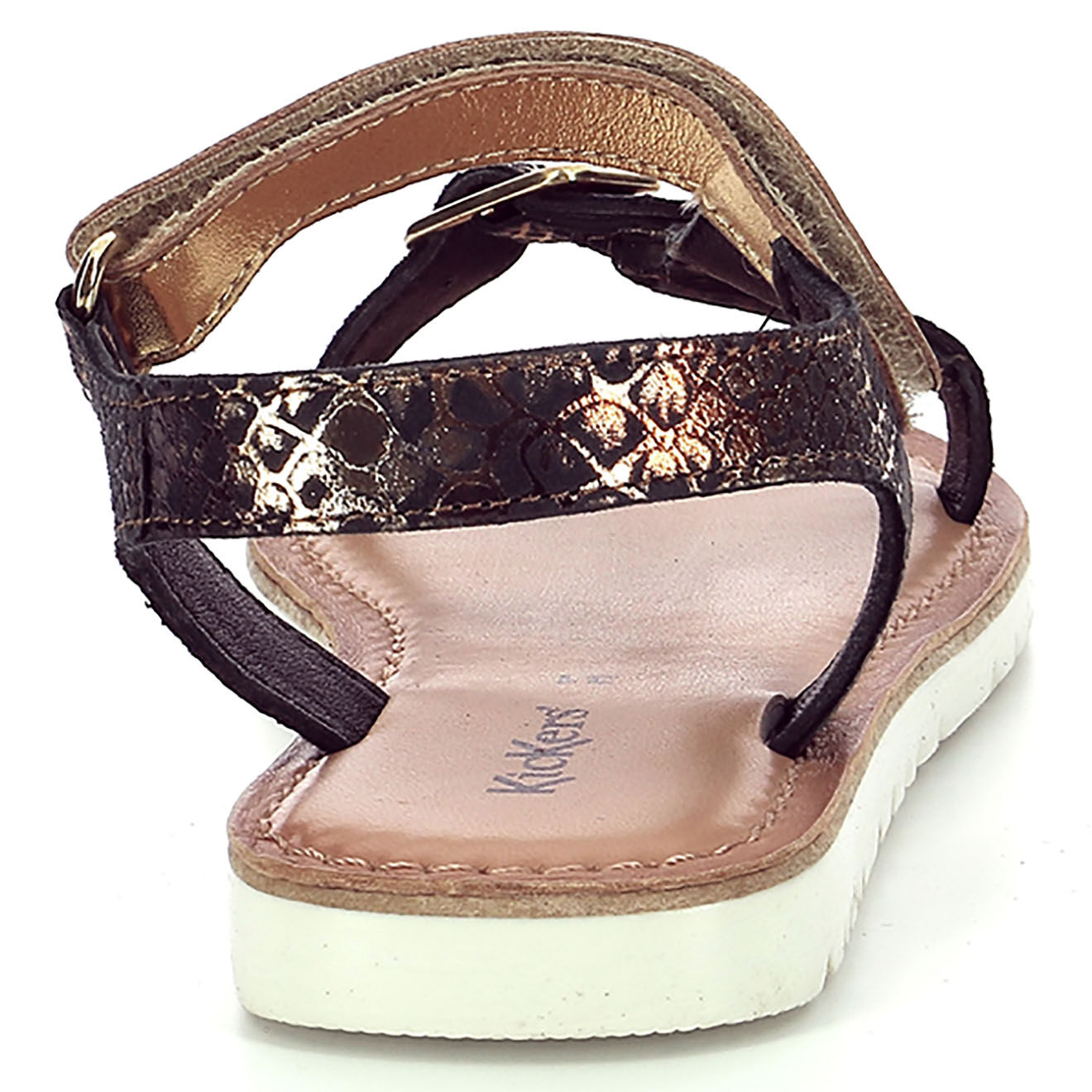 Kickers Sandales en Cuir Braska noir/doré/reptile