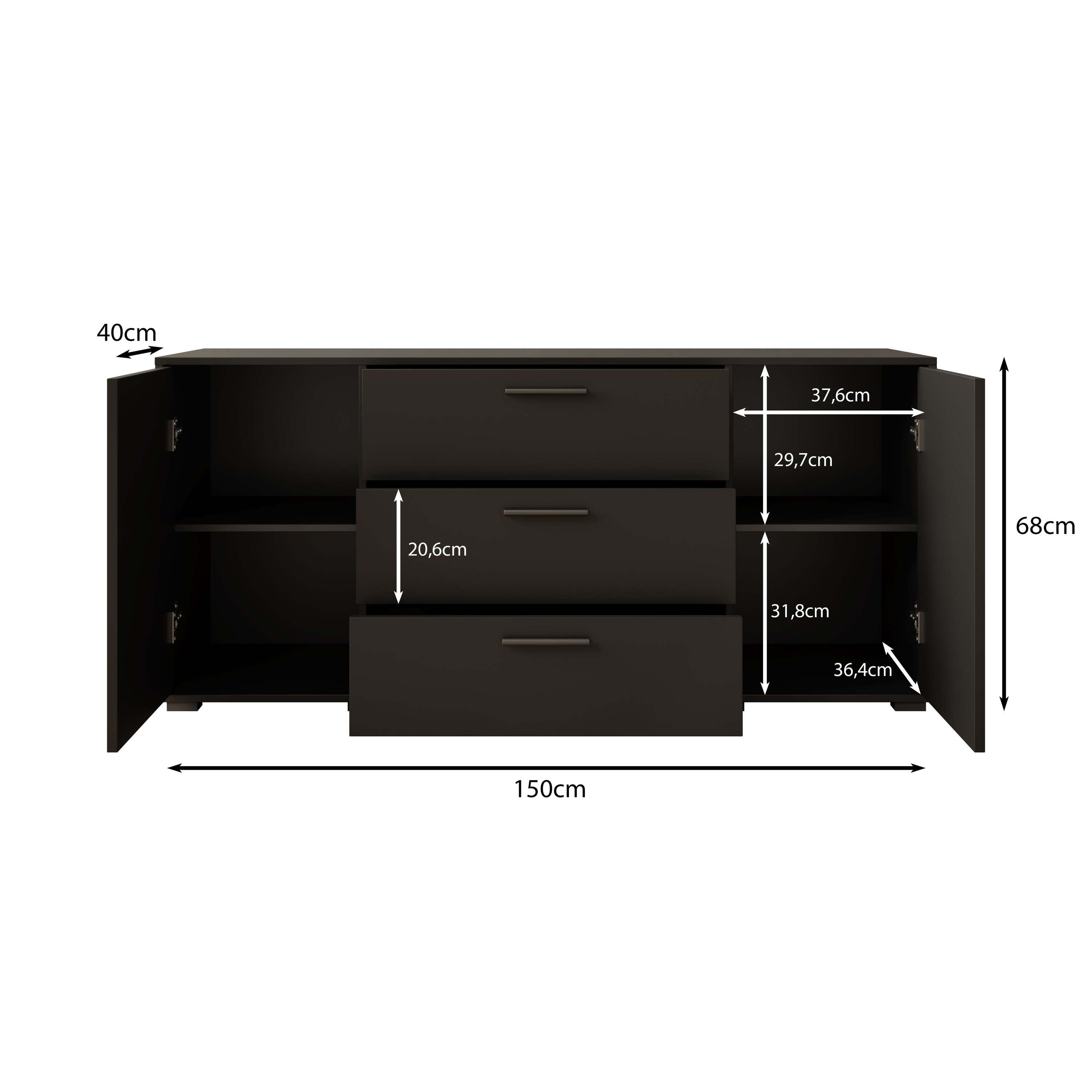 Meubella - Dressoir Betty - Eiken - 150 cm