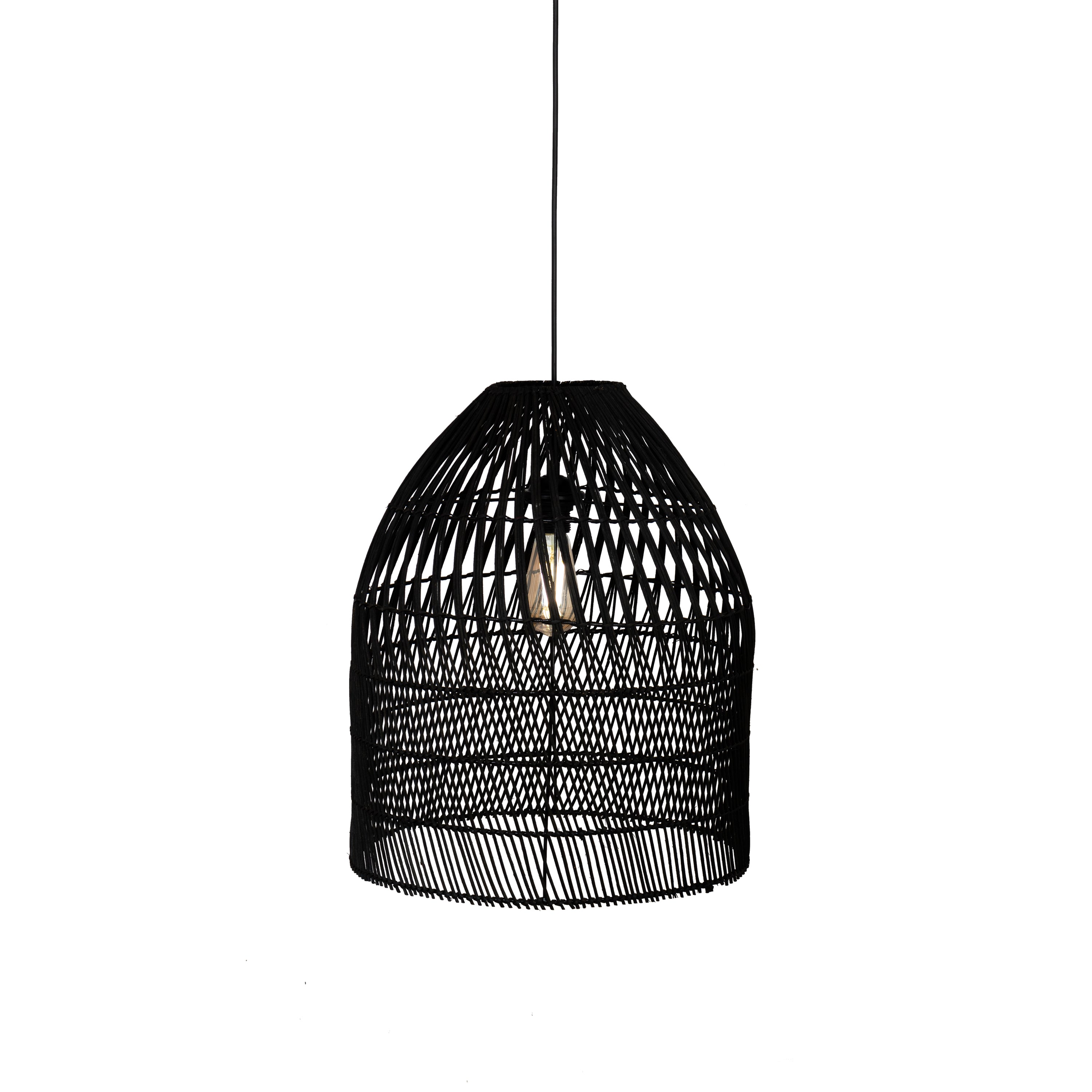 Abat-jour pour suspension - marco - rotin - noir - cezare - ø42cm