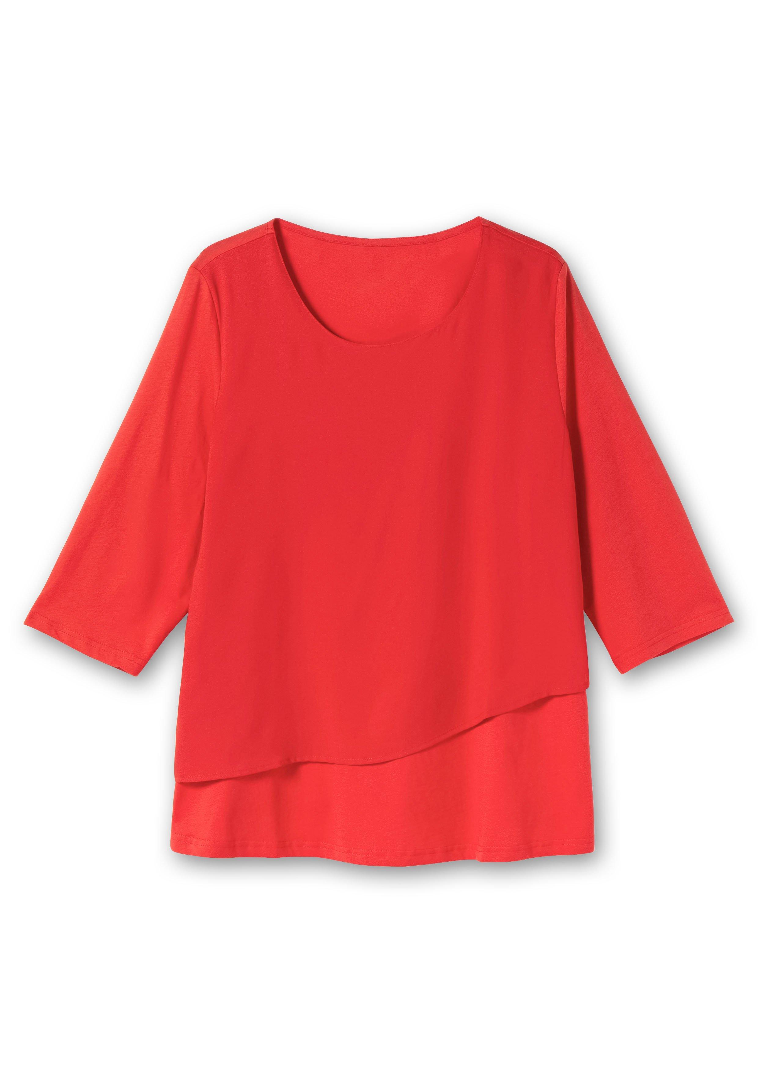3/4-Arm-Shirt in Layeroptik, im Materialmix
