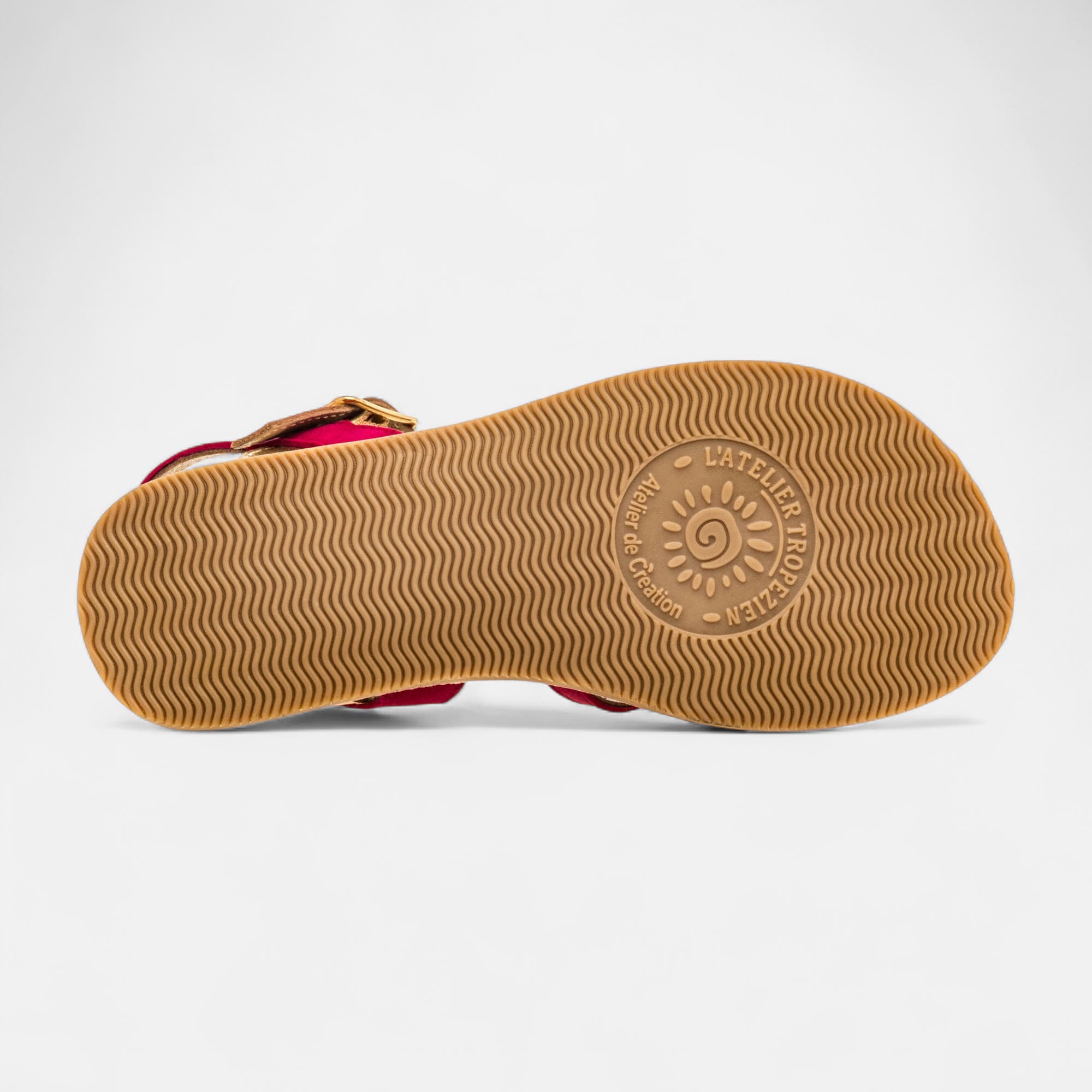 Nu-pieds Fille en cuir fuchsia