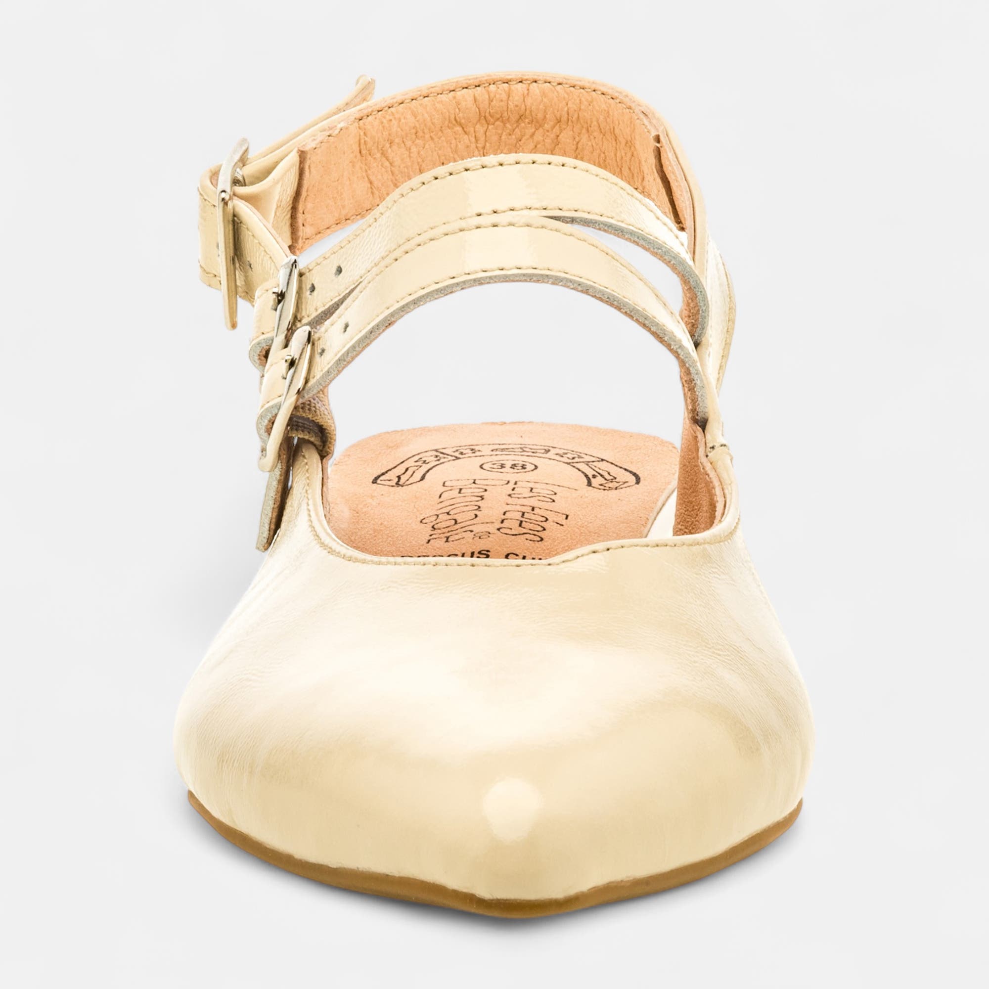 Escarpins avec bride arrière Femme en cuir beige