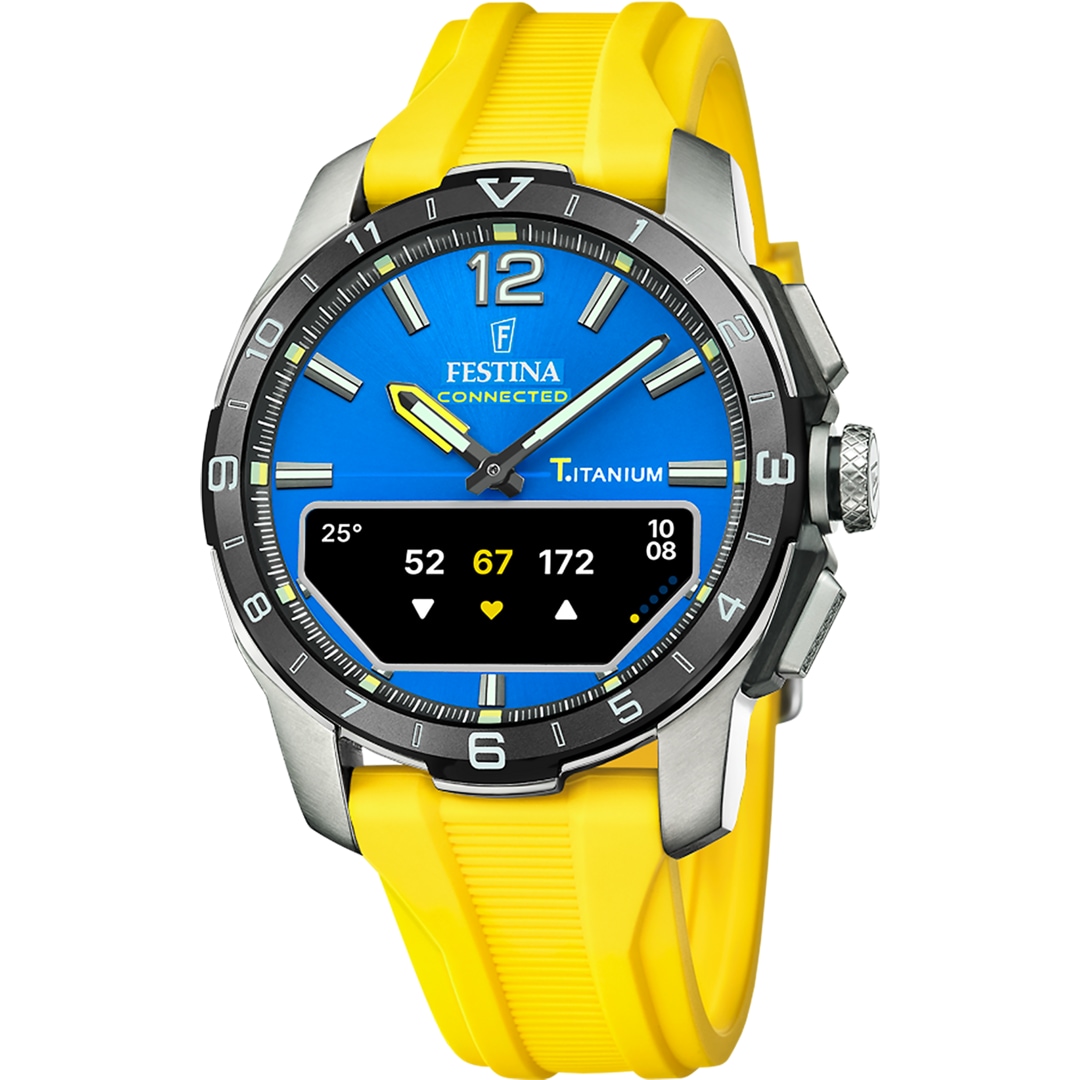 Festina Connected D Titan Blau / Gelb Ø 44 mm