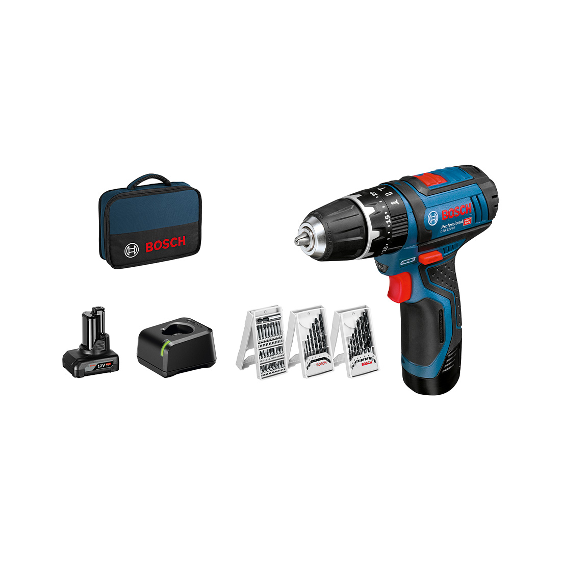 Bosch GSB 12V-15+39AC(1x2.0 1x4.0 Bag) CLC (0 601 9B6 90G)