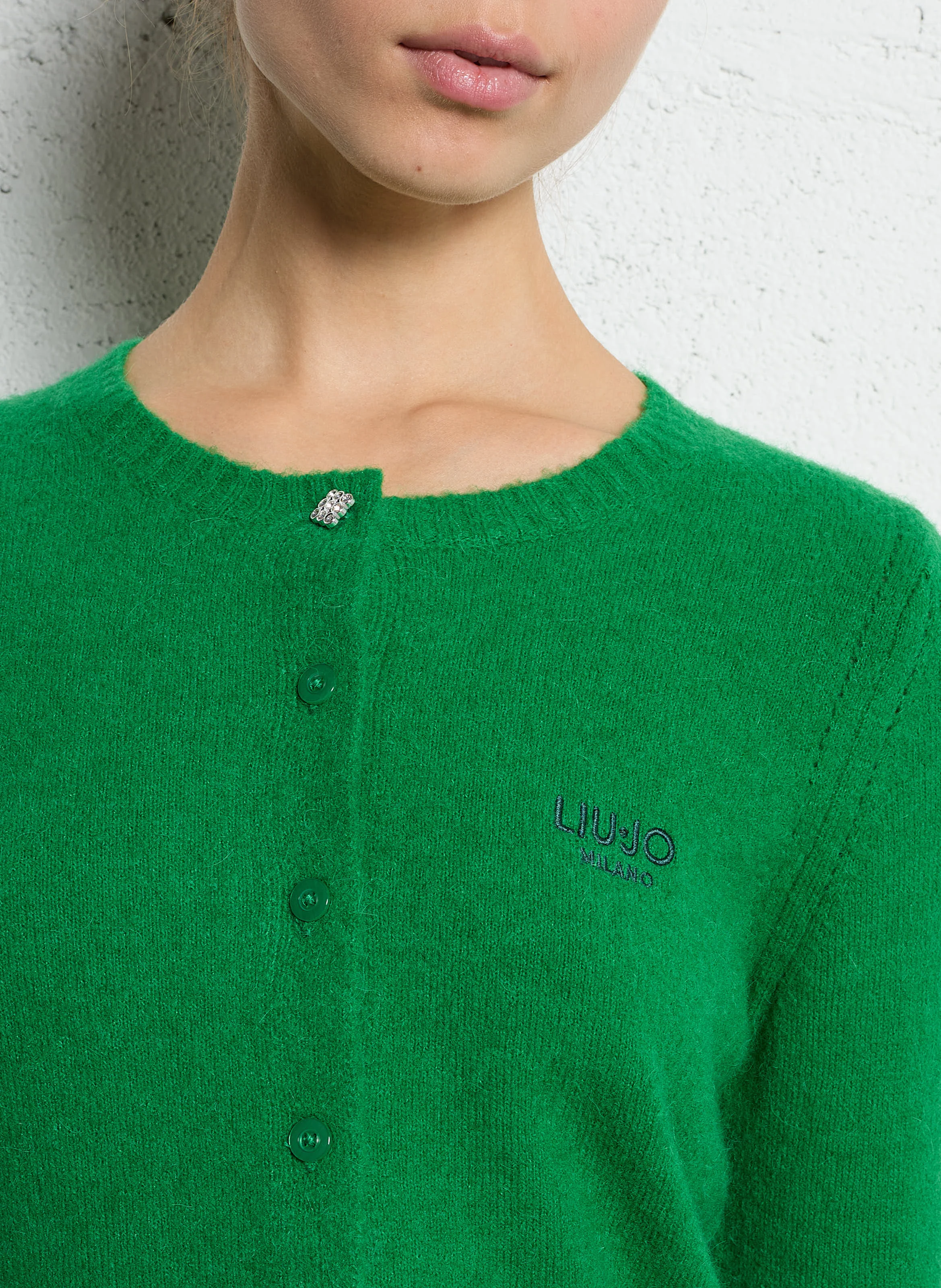 Gilet droit en maille | Vert