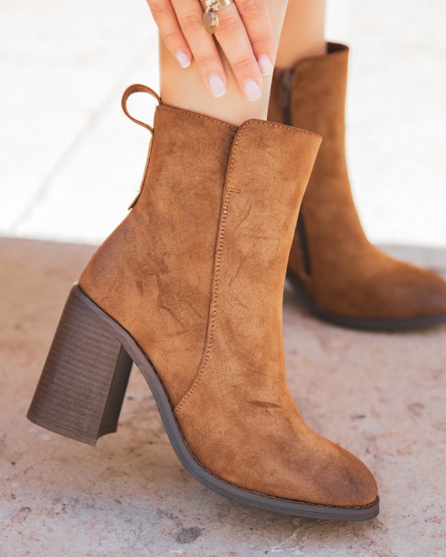 Bottines femme camel à talons - Olympe