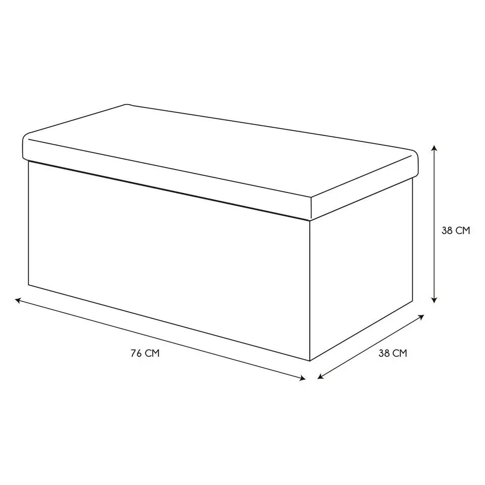 Home Deco Poef Chique - opbergbox - donkergrijs - 76 x 38 cm