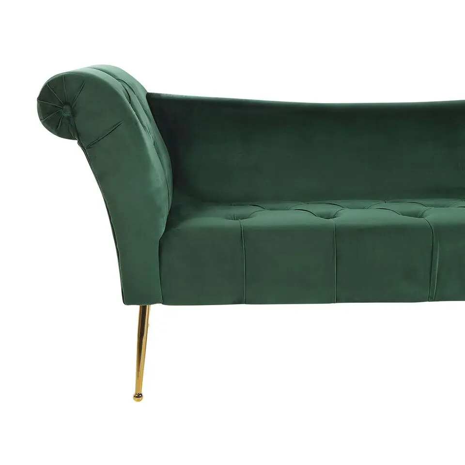 NANTILLY - Chaise longue - Groen - Symmetrisch - Fluweel