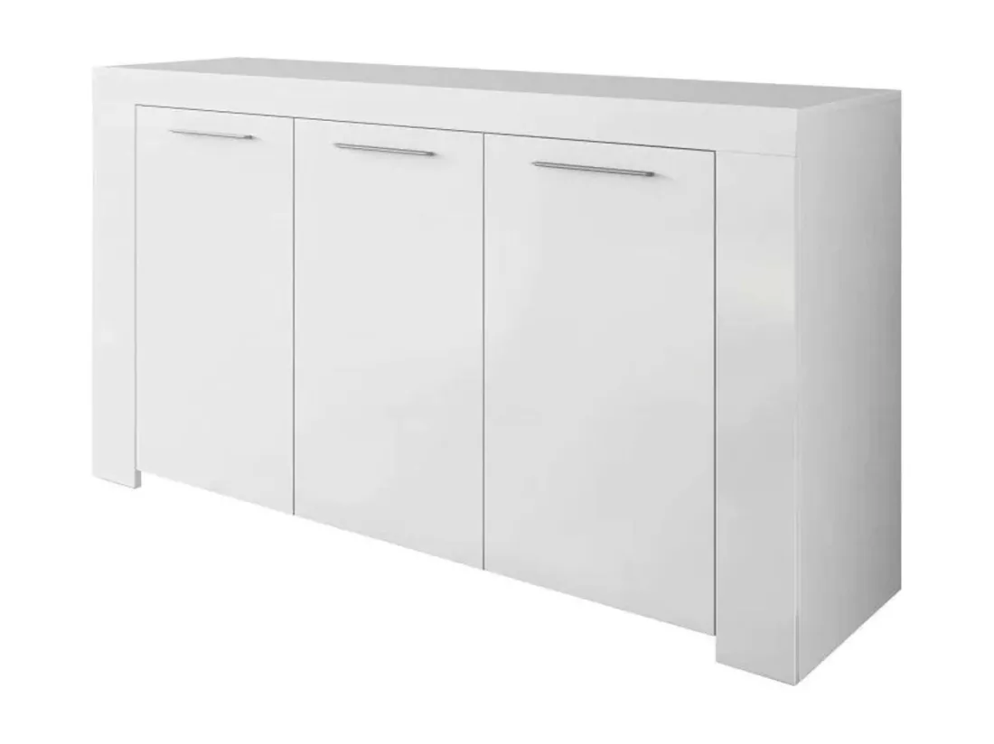 Buffet Dalbiera, Buffet de salon, Meuble TV, Buffet pour salon, Armoire moderne avec 3 portes, 144x42h80 cm, Blanc