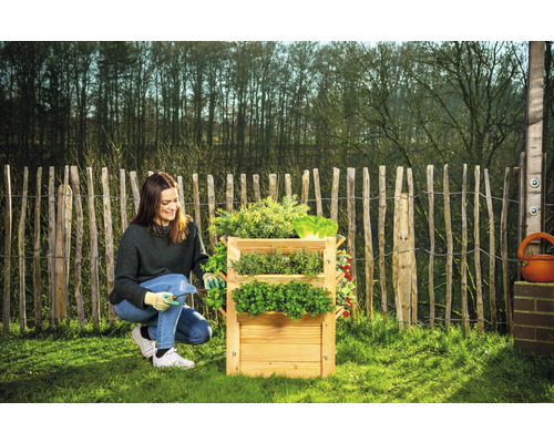 Premium verhoogde tuinbak WESTMANN maat L 65 x 65 x 73 cm naturel