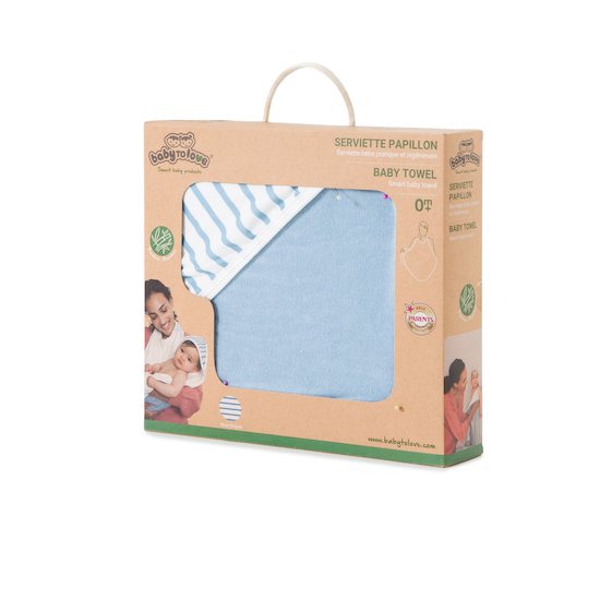Serviette papillon bambou   Blue stripes        de               Babytolove