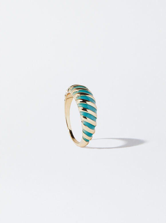 Anel com esmalte - Azul