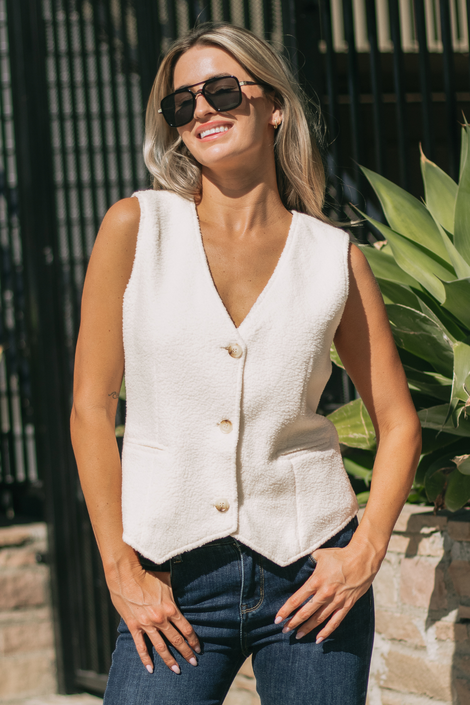 Gilet blazer en tricot duveteux