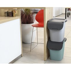 Poubelle de tri TriHome, 40 litres, ciment/anthracite