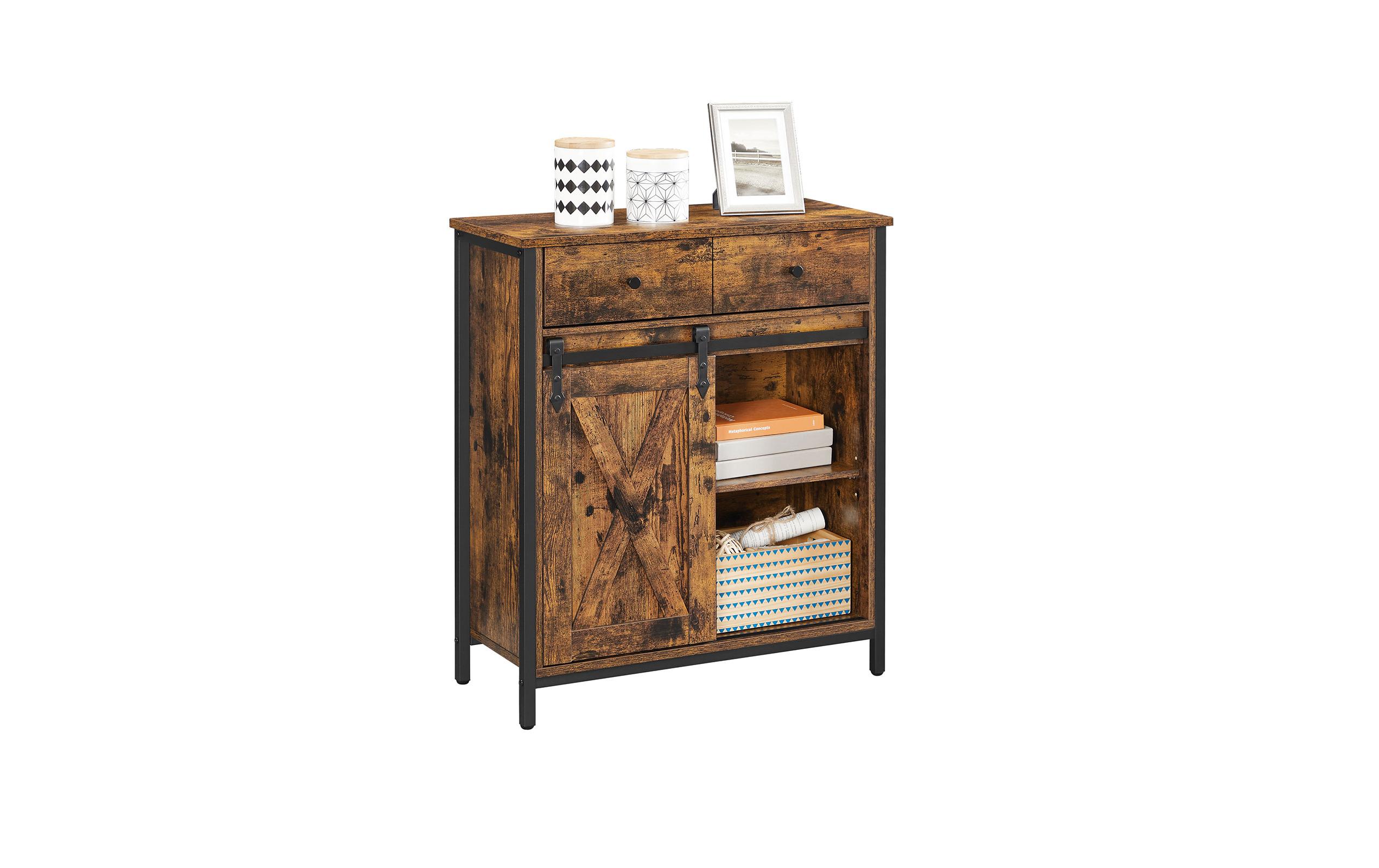 Kommode mit Schiebetür Industrial 30 x 80 cm, Braun<br>Sideboard