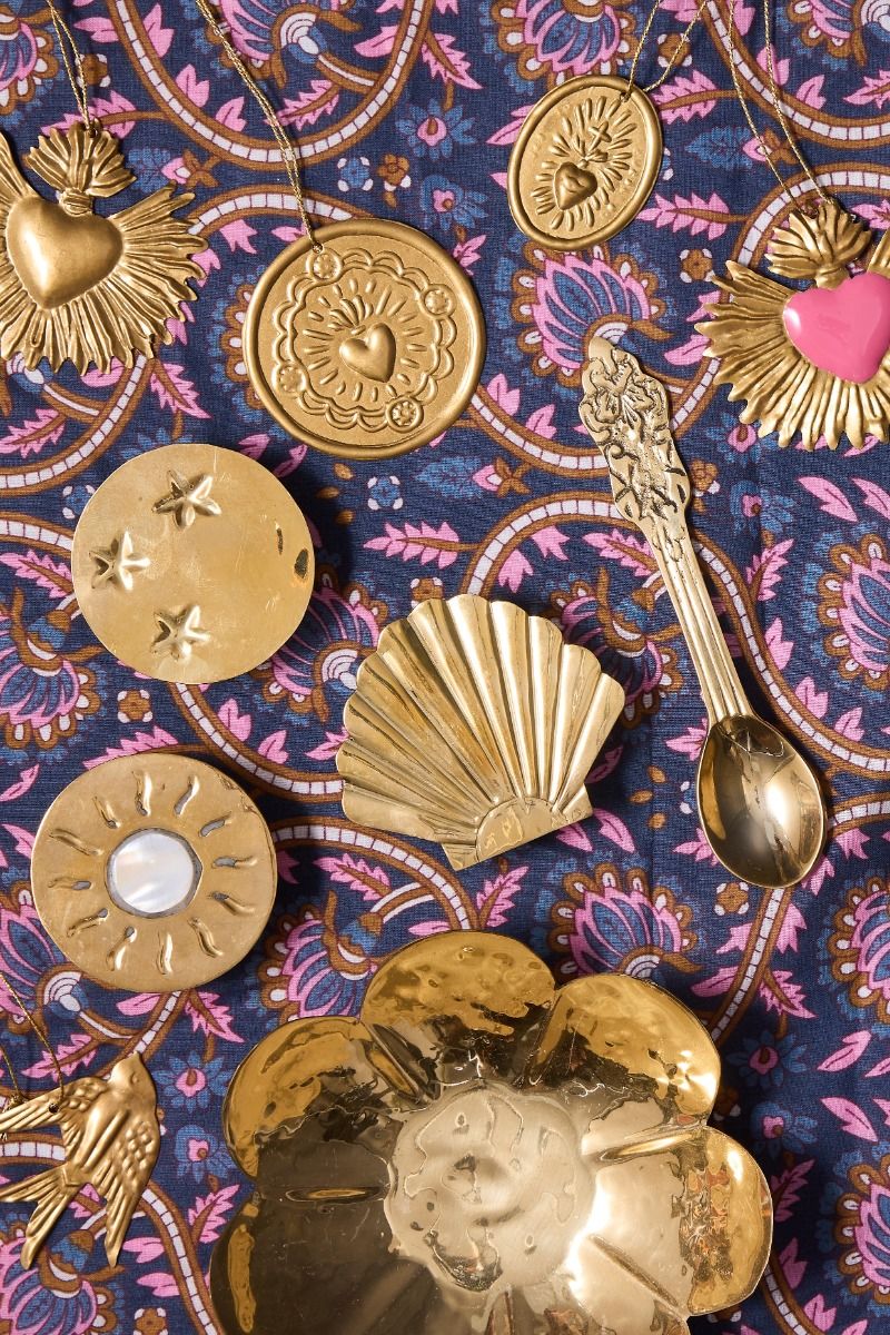 Médaille ronde cœur ex-voto doré Pondie Chérie