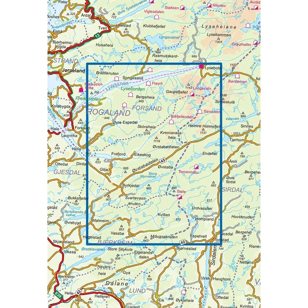 Nordeca Frafjord-Bjerkreimsheiane Turkart 1:25 000