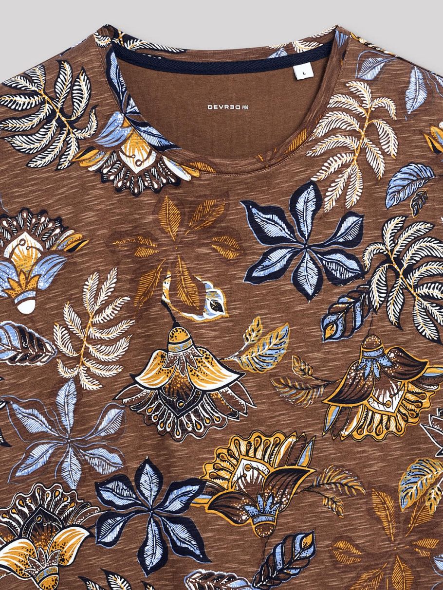 Tee-shirt col rond fleuri
