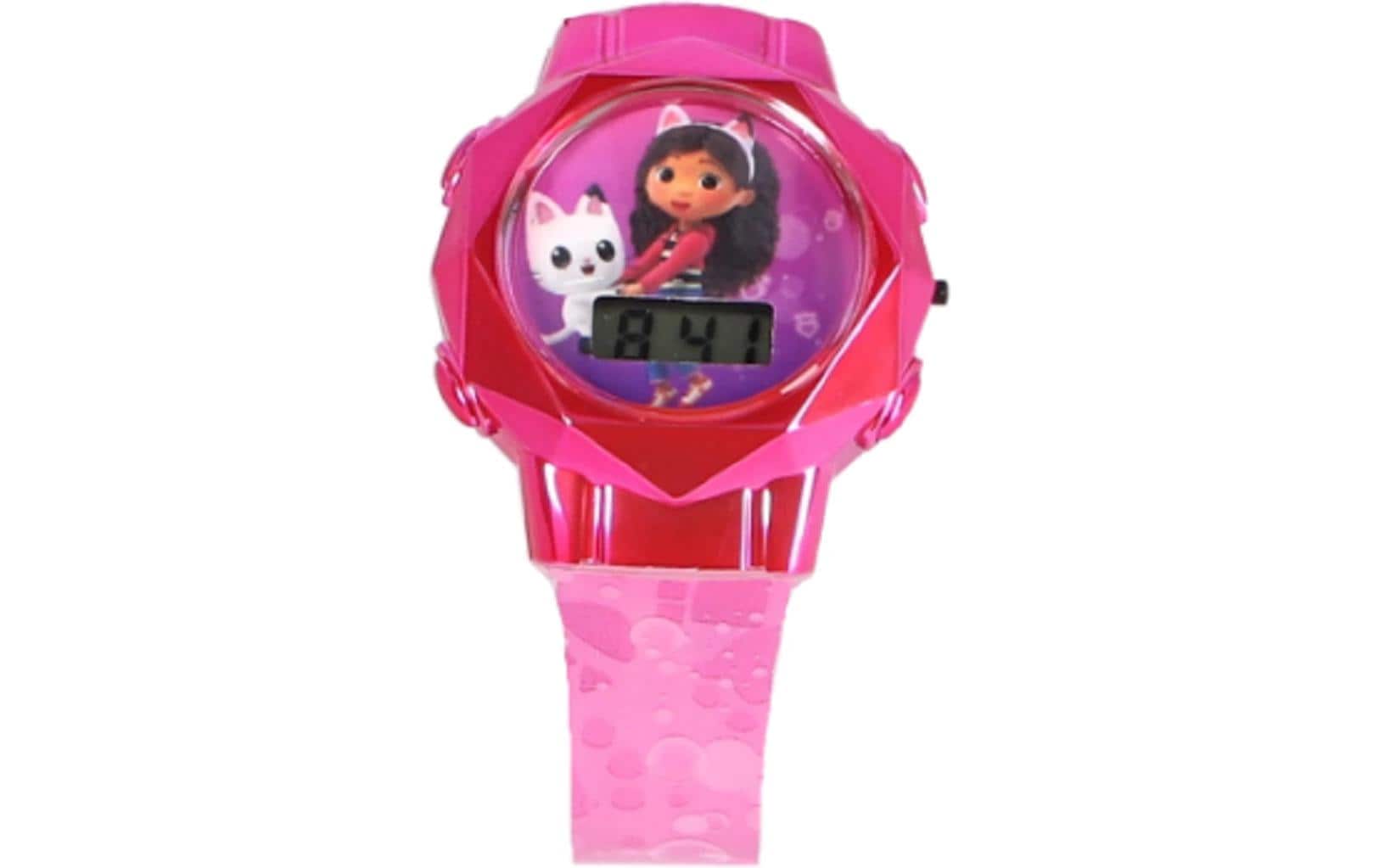 LCD Uhr Geschenkset Gabbys Doll Blau/LilaLeuchtende Kinderuhr mit digitaler Anzeige