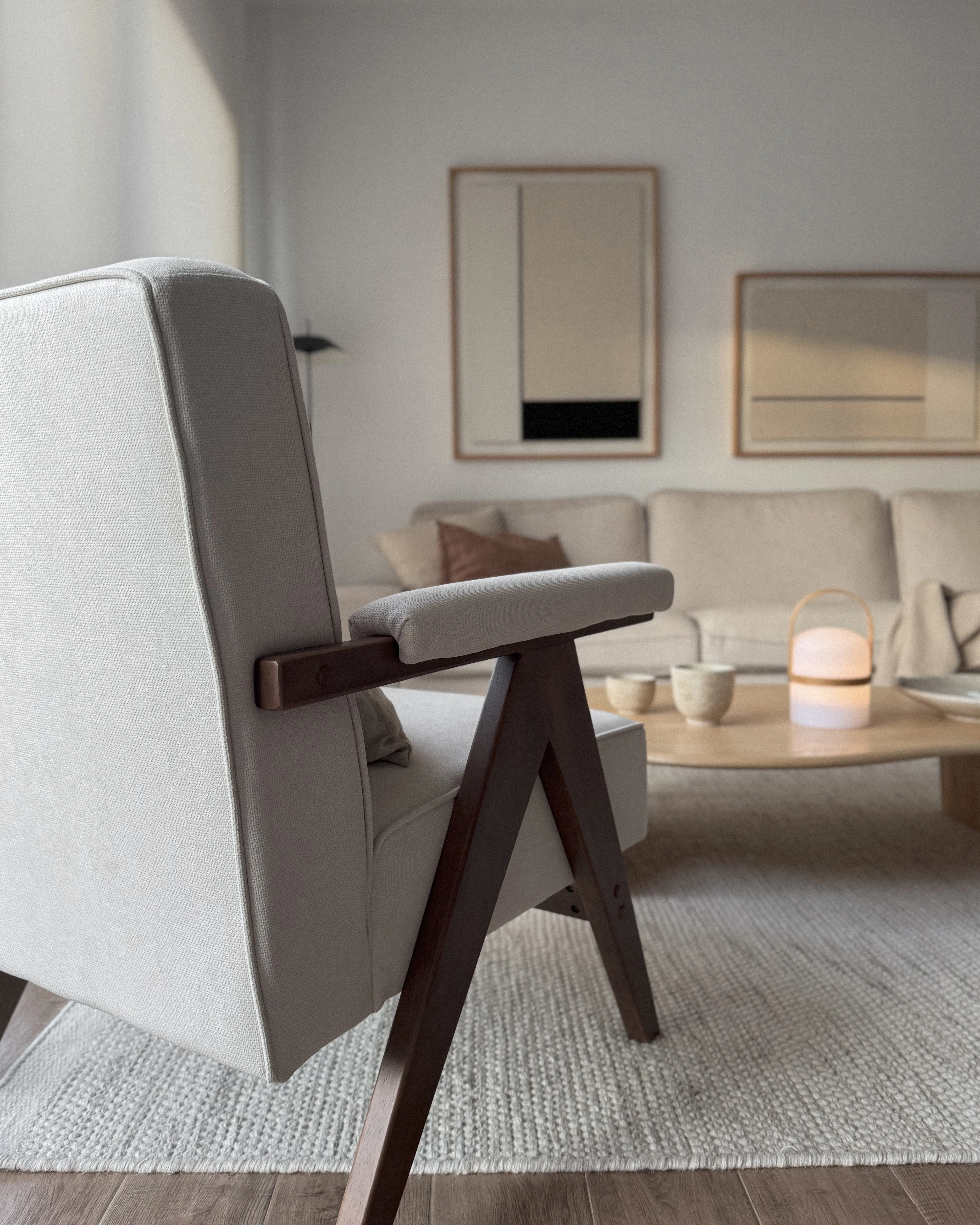 Fauteuil EVJE Stof Lichtbeige