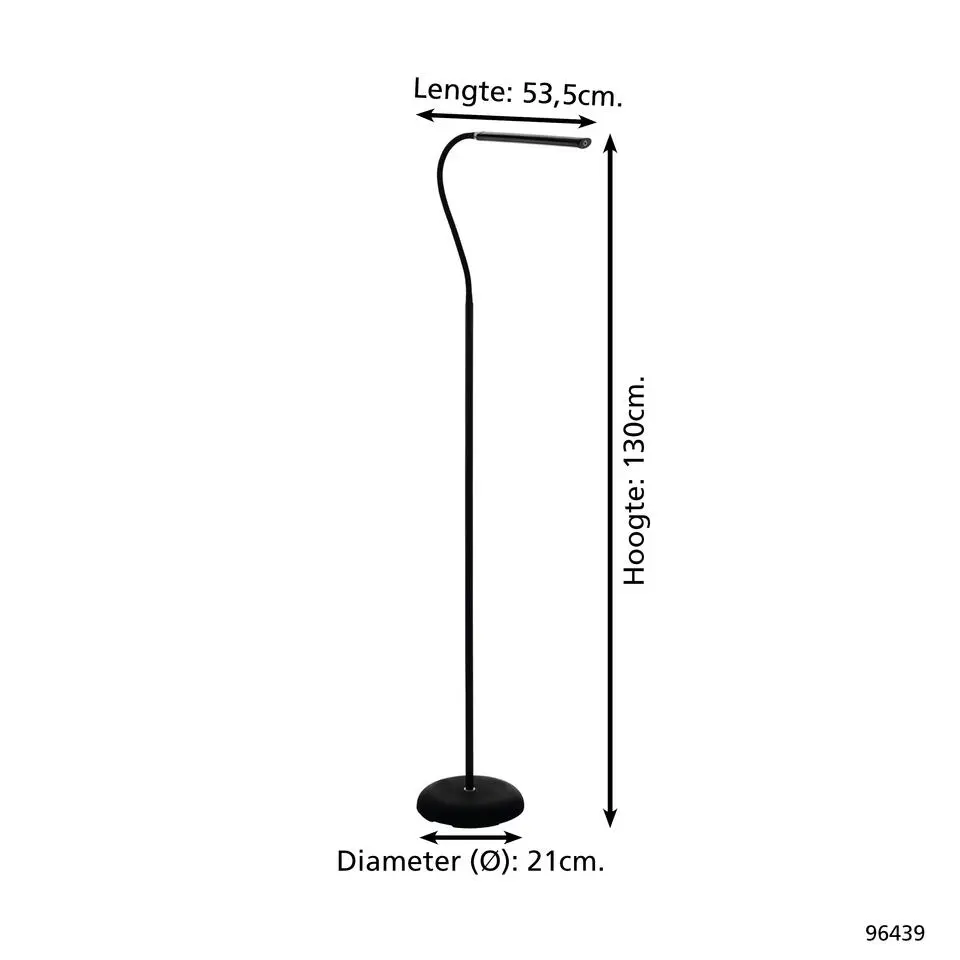 EGLO Laroa Vloerlamp - LED - 130 cm - Zwart