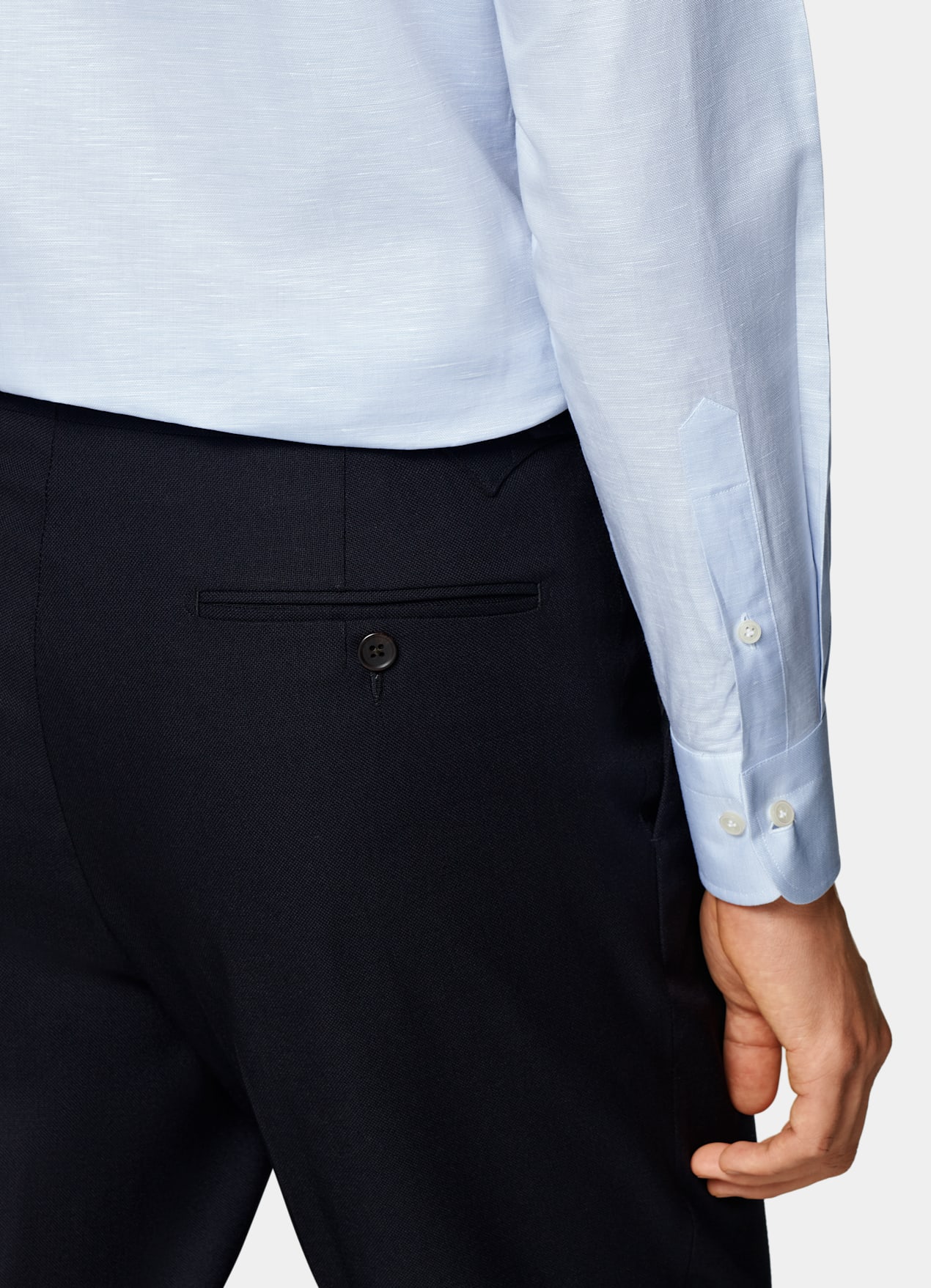Chemise coupe ajustée avec col d'une seule pièce bleu clair