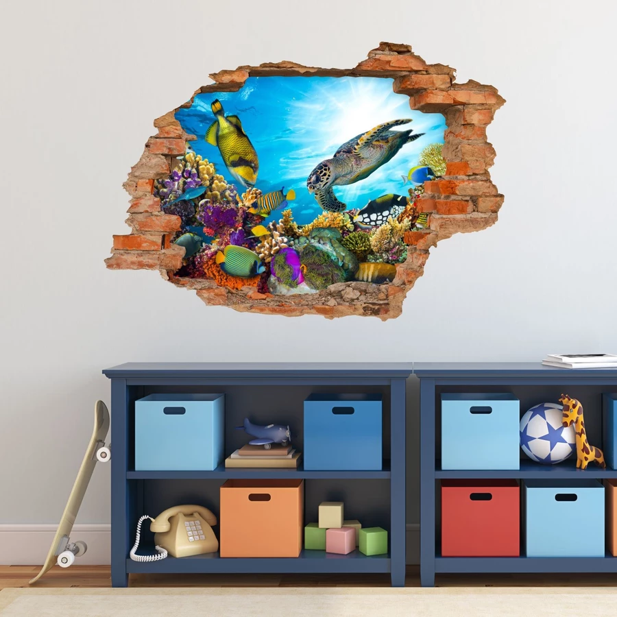 Nikima Wandtattoo 035 Unterwasserwelt - Loch in der Wand in 6 vers. Größen bunt