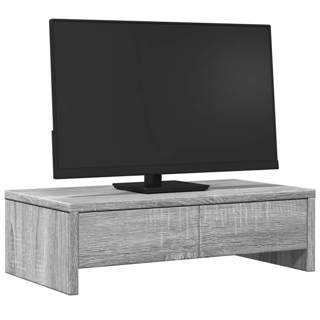 vidaXL Monitorstandaard met lades grijs sonoma eiken 50x27x15 cm