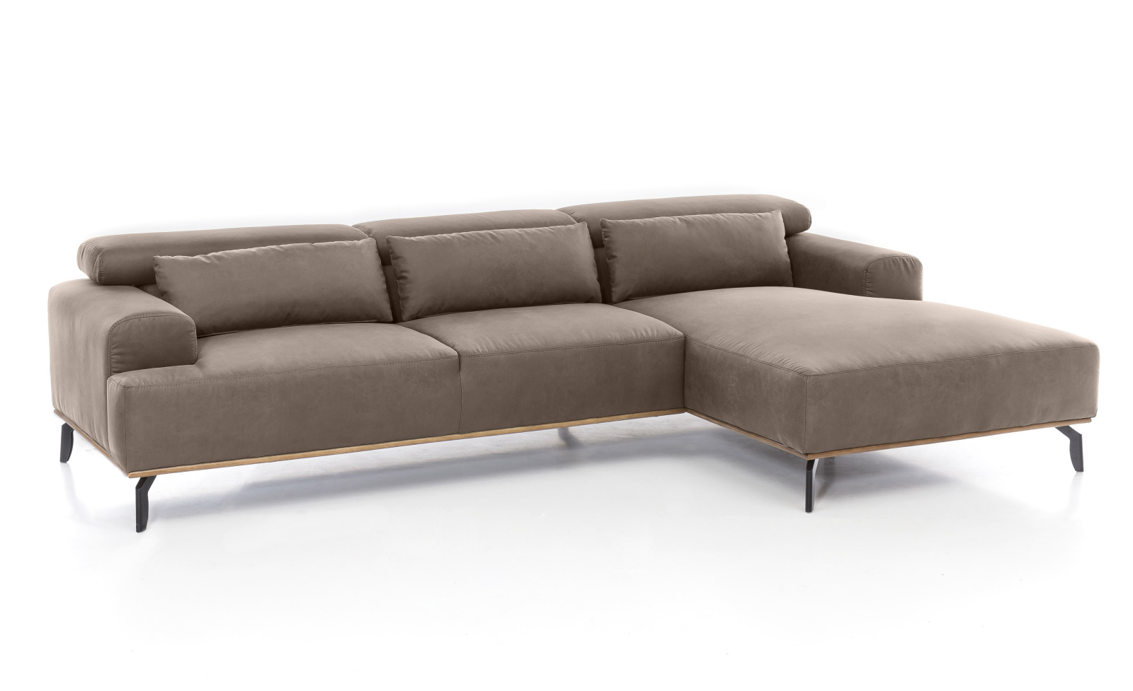 Ecksofa - braun - Microfaser - Recamiere rechts