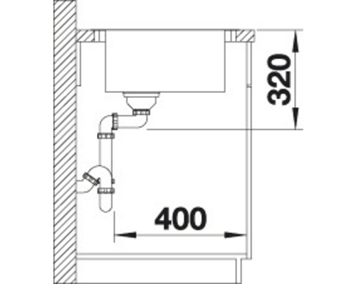 Blanco ANDANO XL 6 S-IF Compact spoelbak, 860 x 500 mm, roestvrij staal, 523001, 1 bak, met afdruipgedeelte, bak rechts, vlak ingebouwd