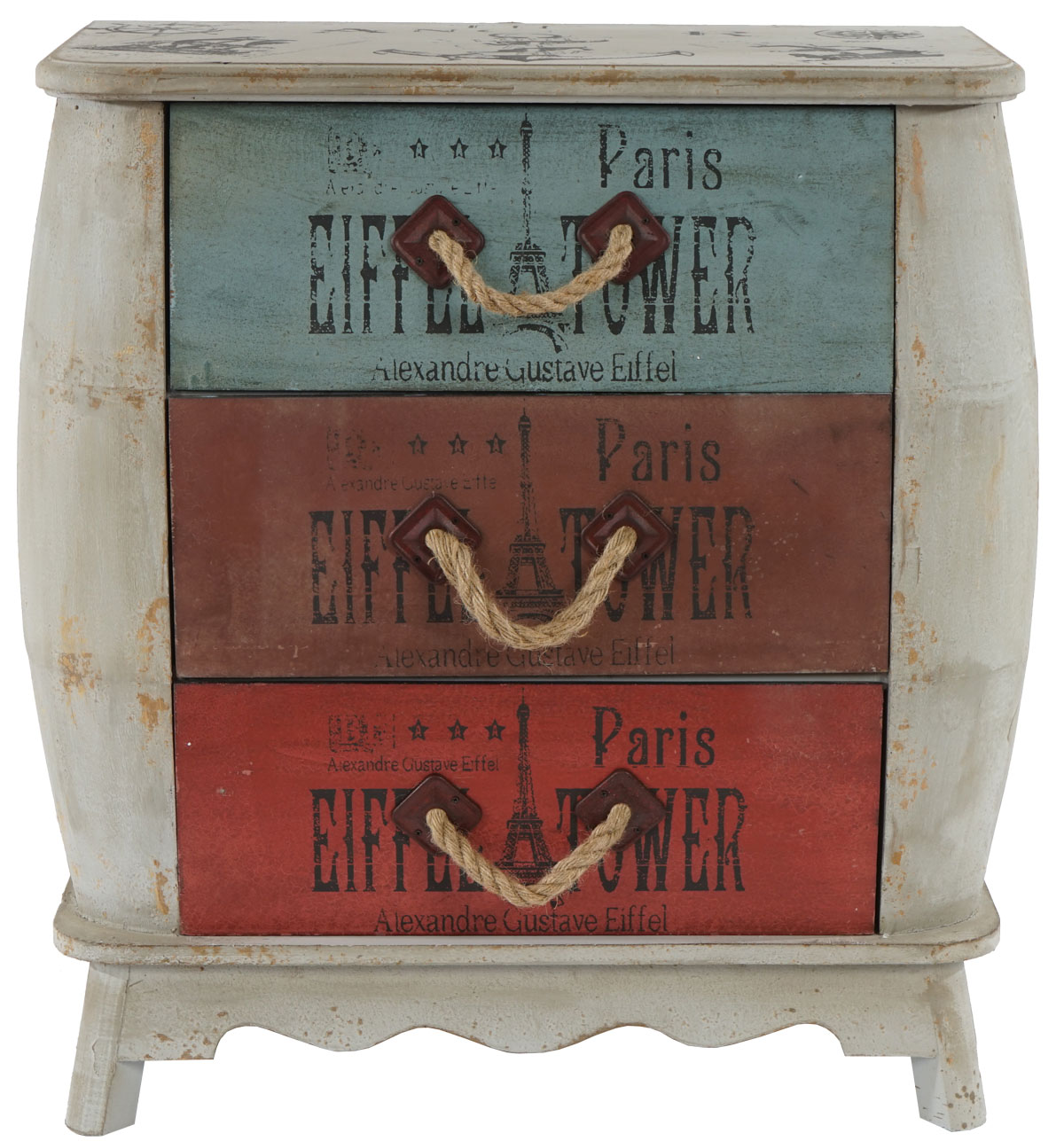 Kommode Cadiz Schubladenkommode Schrank Shabby-Look, Vintage, 74x70x36cm