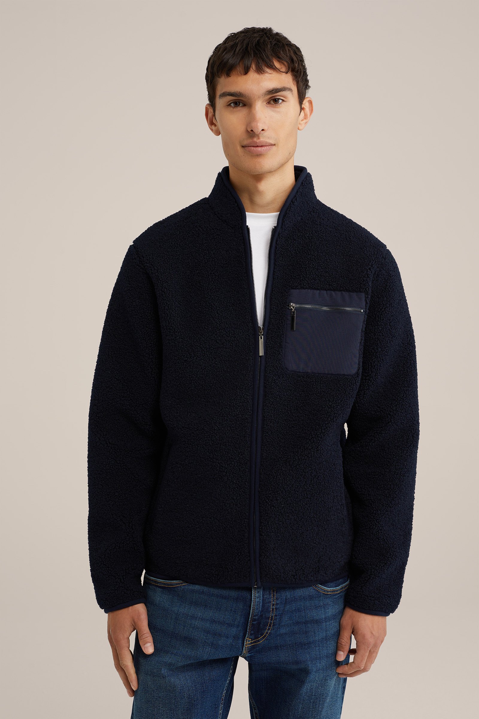 teddy bombervest WE Fashion Marineblauw
