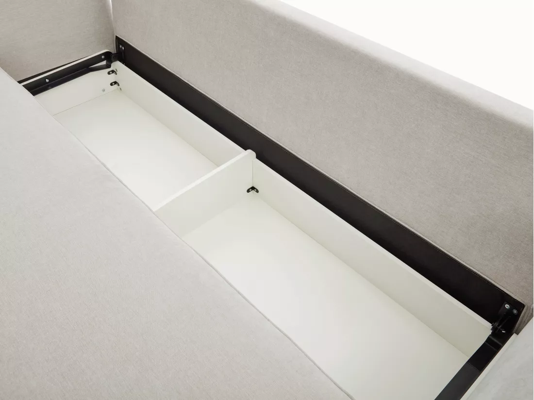 Canapé 3 places convertible en tissu beige avec assise à mémoire de forme SITALA
