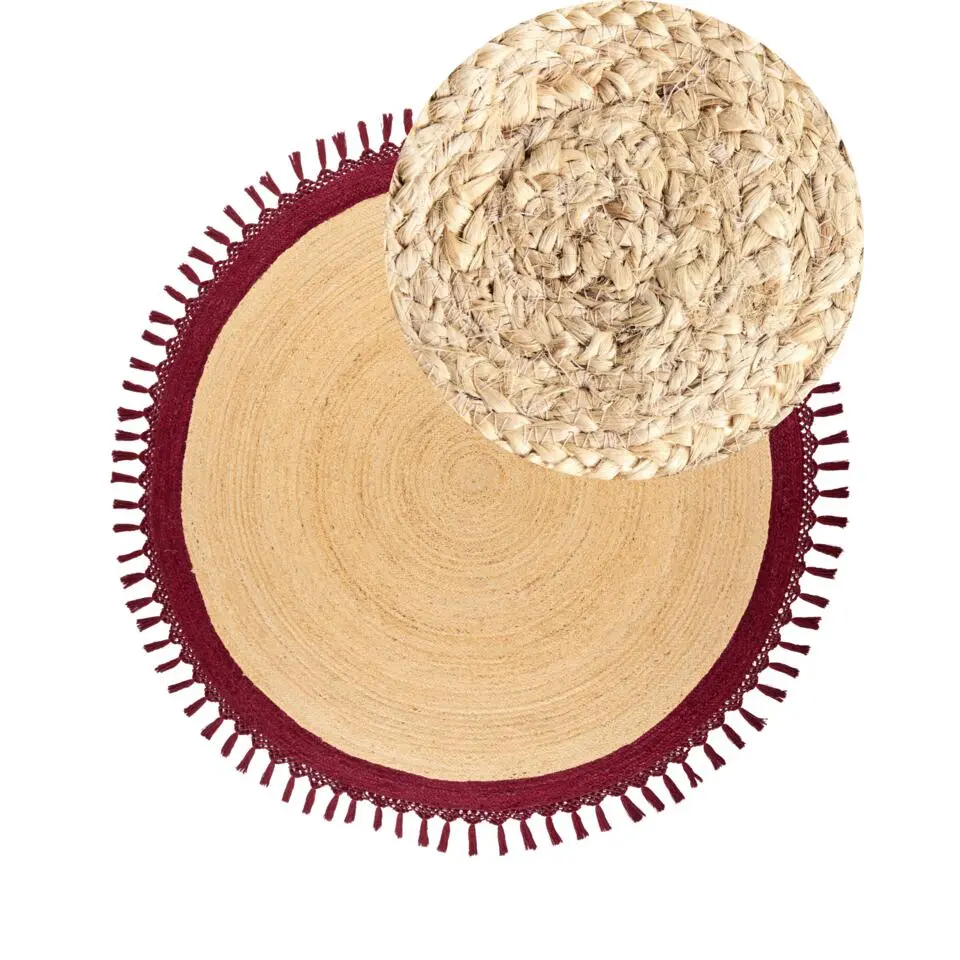 MARTS - Vloerkleed - Donkerrood - 200 cm - Jute