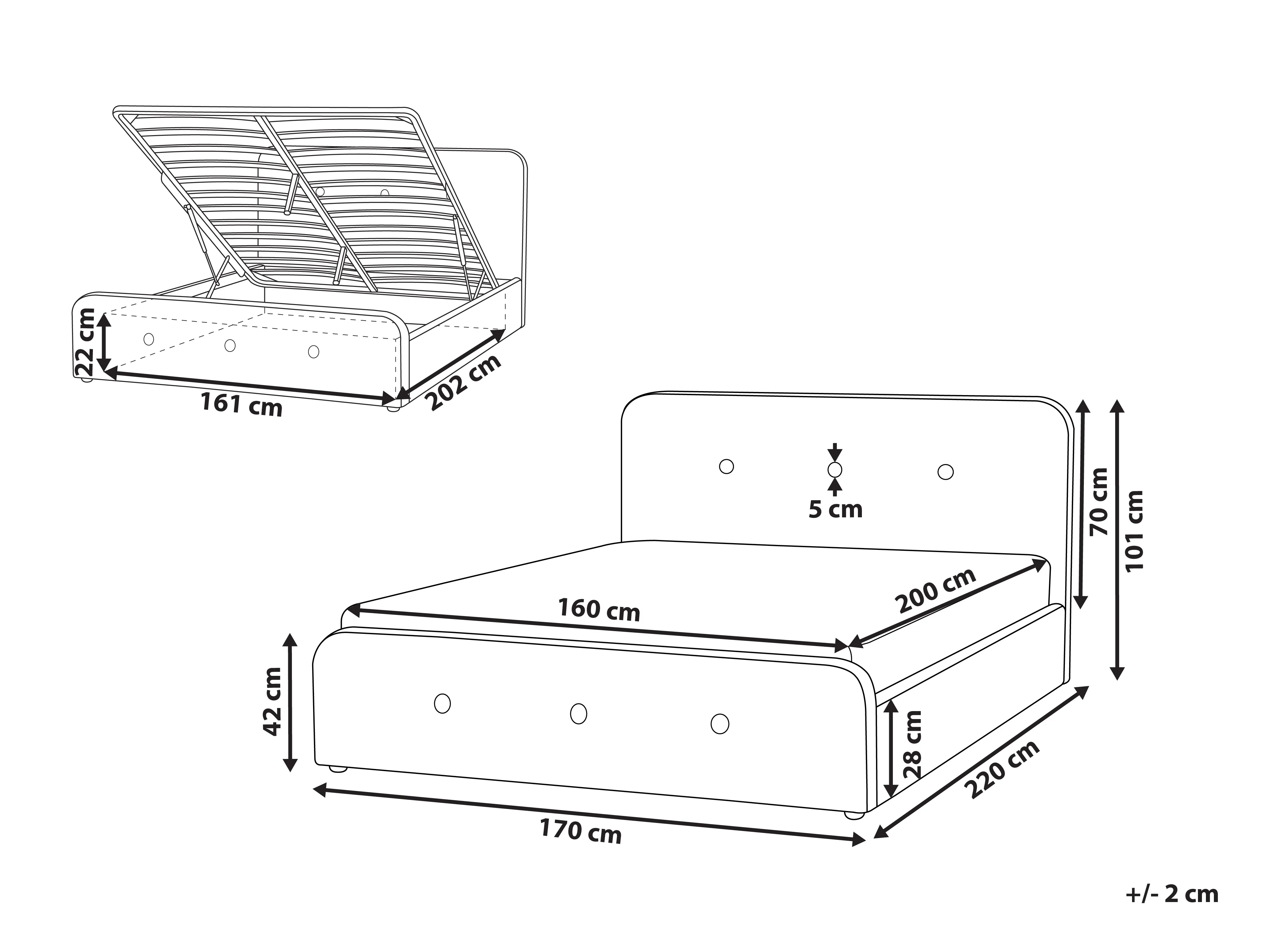 Bed met opbergruimte Stof RENNES 160 x 200 cm Beige