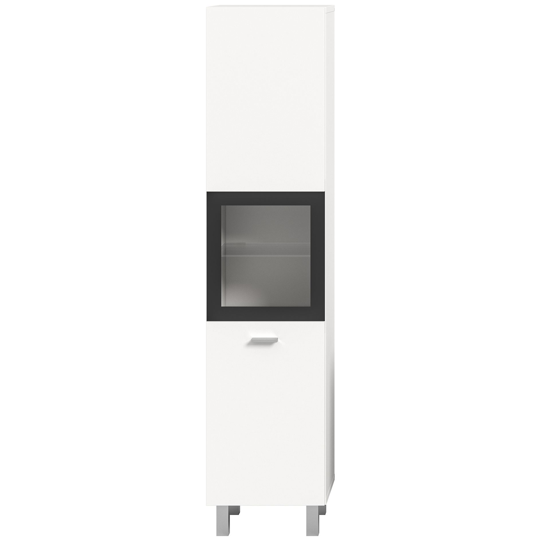 Badschrank BOSTON - weiß-schwarz - 30 cm