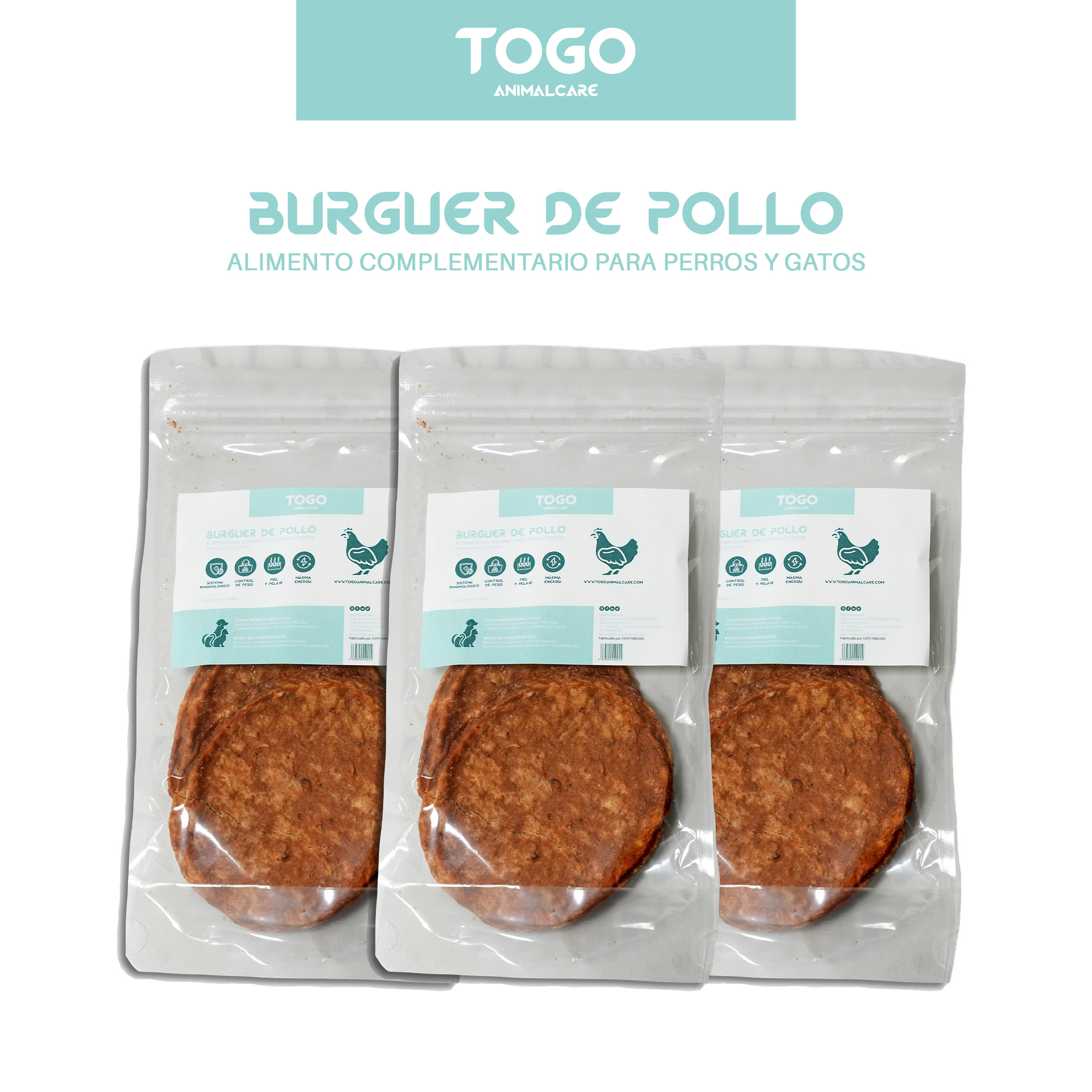 Hambúrguer de Frango Togo Animal Care | Petiscos Naturais