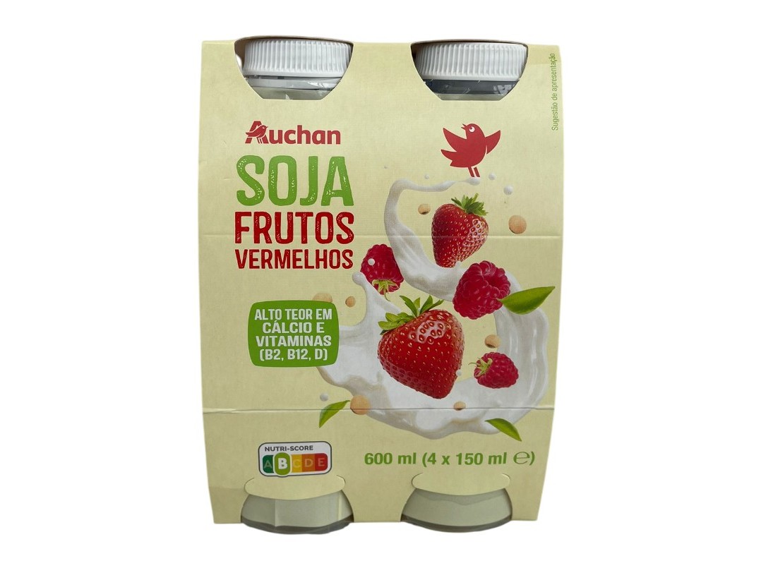 SOJAGURTE LÍQUIDO AUCHAN FRUTOS VERMELHOS 4X150 ML