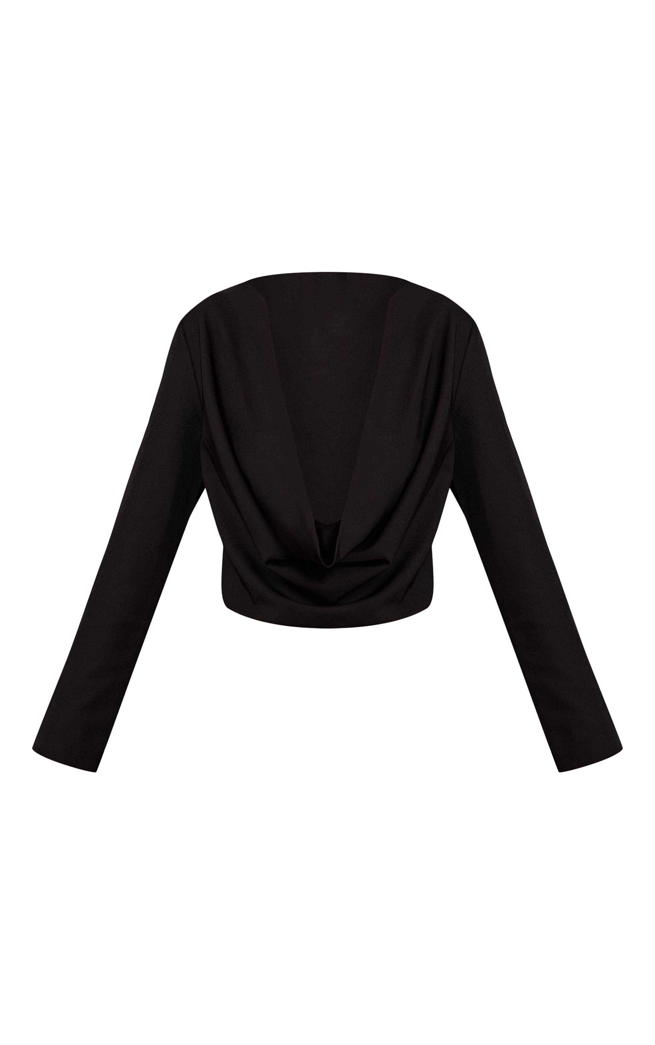 Noir Haut Plongeant Drapé Tissé