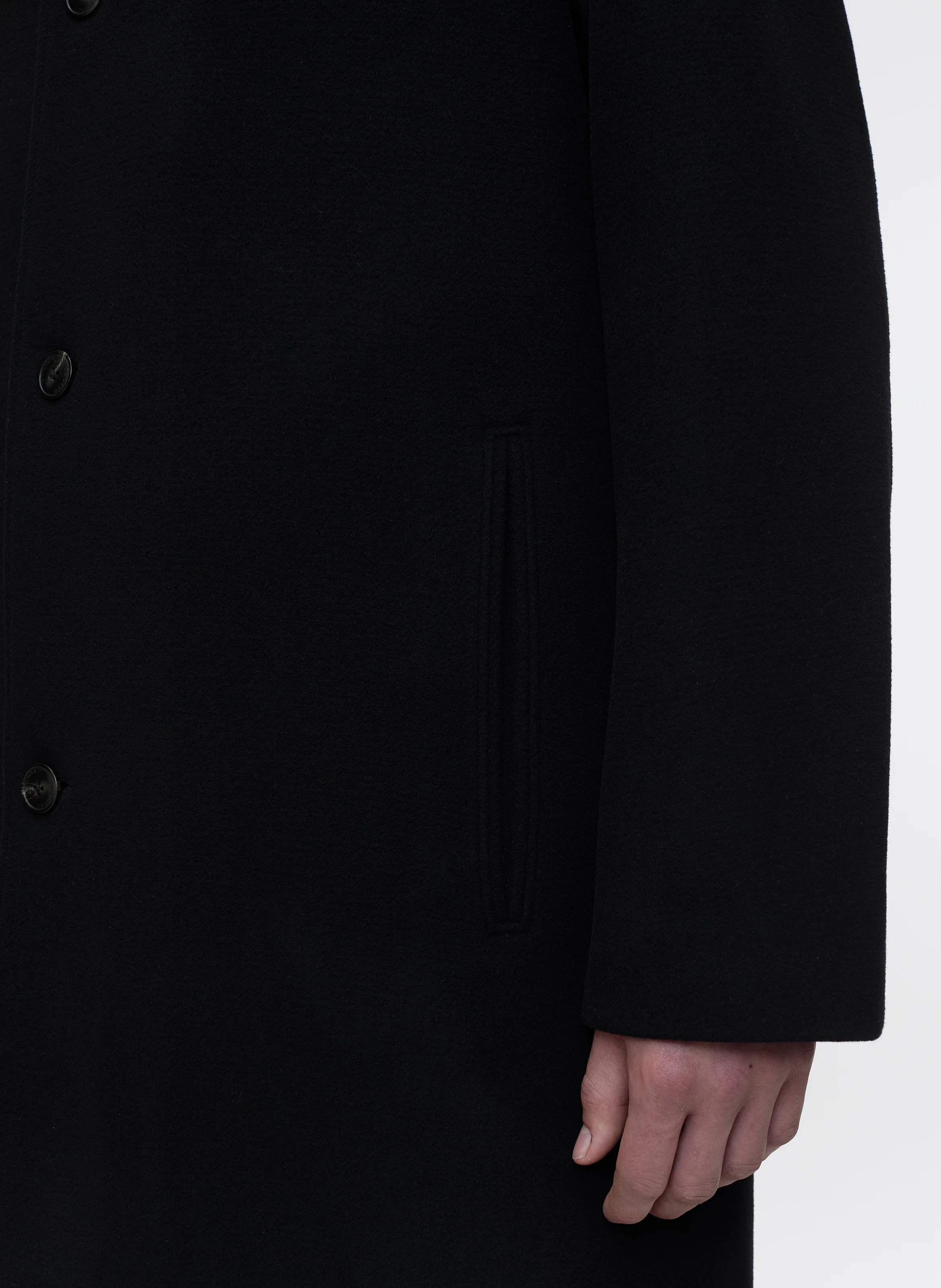 CAR - Manteau droit col classique en laine mélangée | Noir