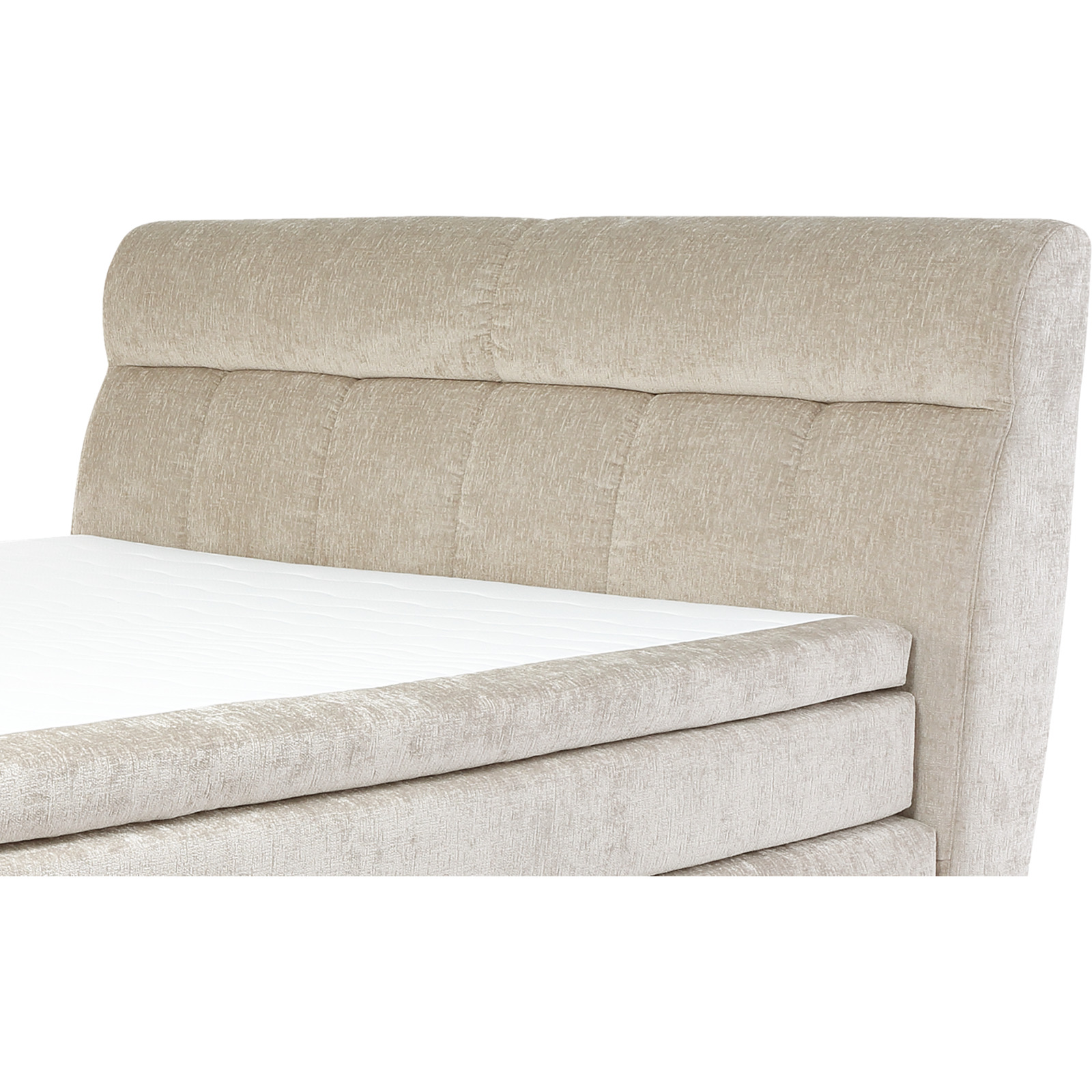 Boxspringbett Queen Stoff Chenille 180 x 200 cm, mit Bettkasten beige